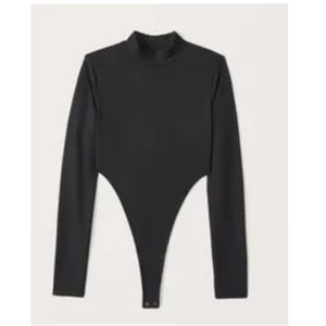 Abercrombie & Fitch Long-Sleeve Seamless Fabric Mockneck High-Leg Bodysuit